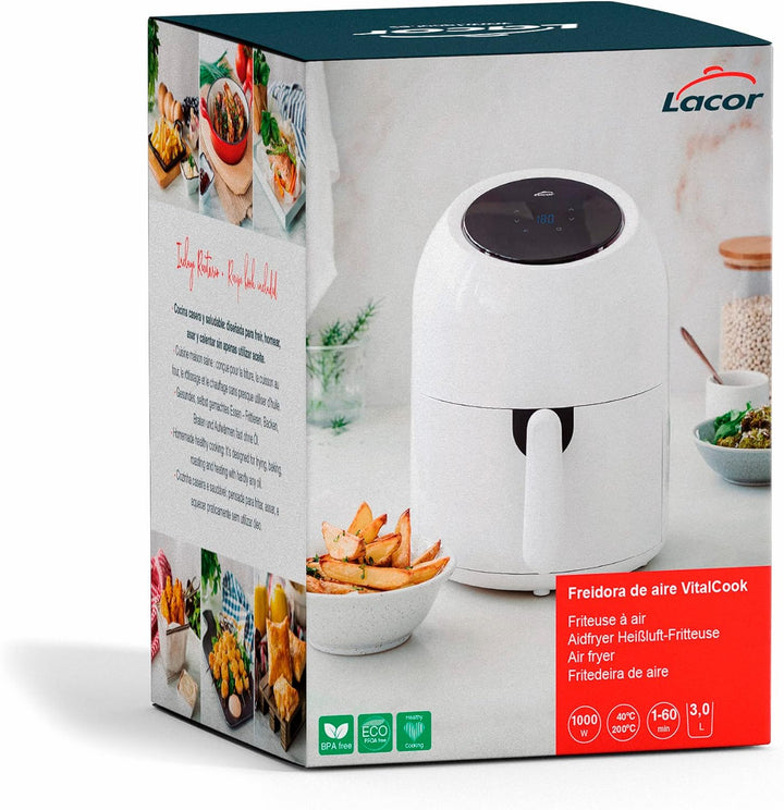 Lacor - 69509 - Vitalcook Ölfreie Fritteuse, Heissluftfritteuse mit TotalCook-Technologie, Heissluft