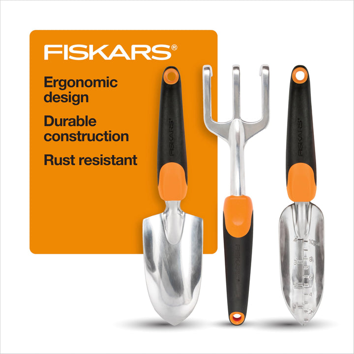 Fiskars Ergo Gartenwerkzeug-Set Recyclable Package schwarz/orange, Recyclable Package