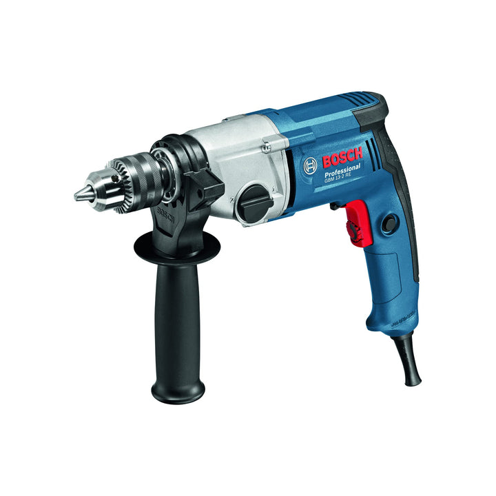 Bosch Professional Bohrmaschine GBM 13-2 RE (inkl. Zahnkranzbohrfutter 1,5-13mm, Zusatzhandgriff, Ti