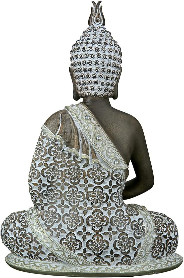 GILDE Deko Skulptur Buddha Figur sitzend - Meditation - braun/weiss - Höhe 29 cm Höhe 29 cm Braun, H