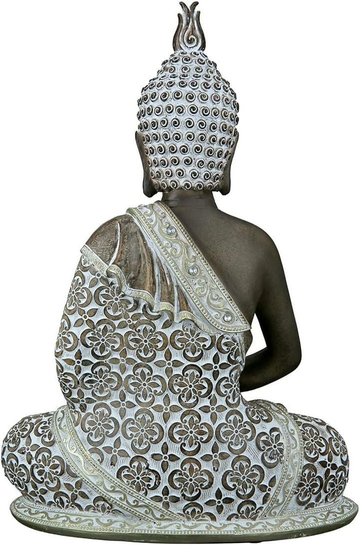 GILDE Deko Skulptur Buddha Figur sitzend - Meditation - braun/weiss - Höhe 29 cm Höhe 29 cm Braun, H