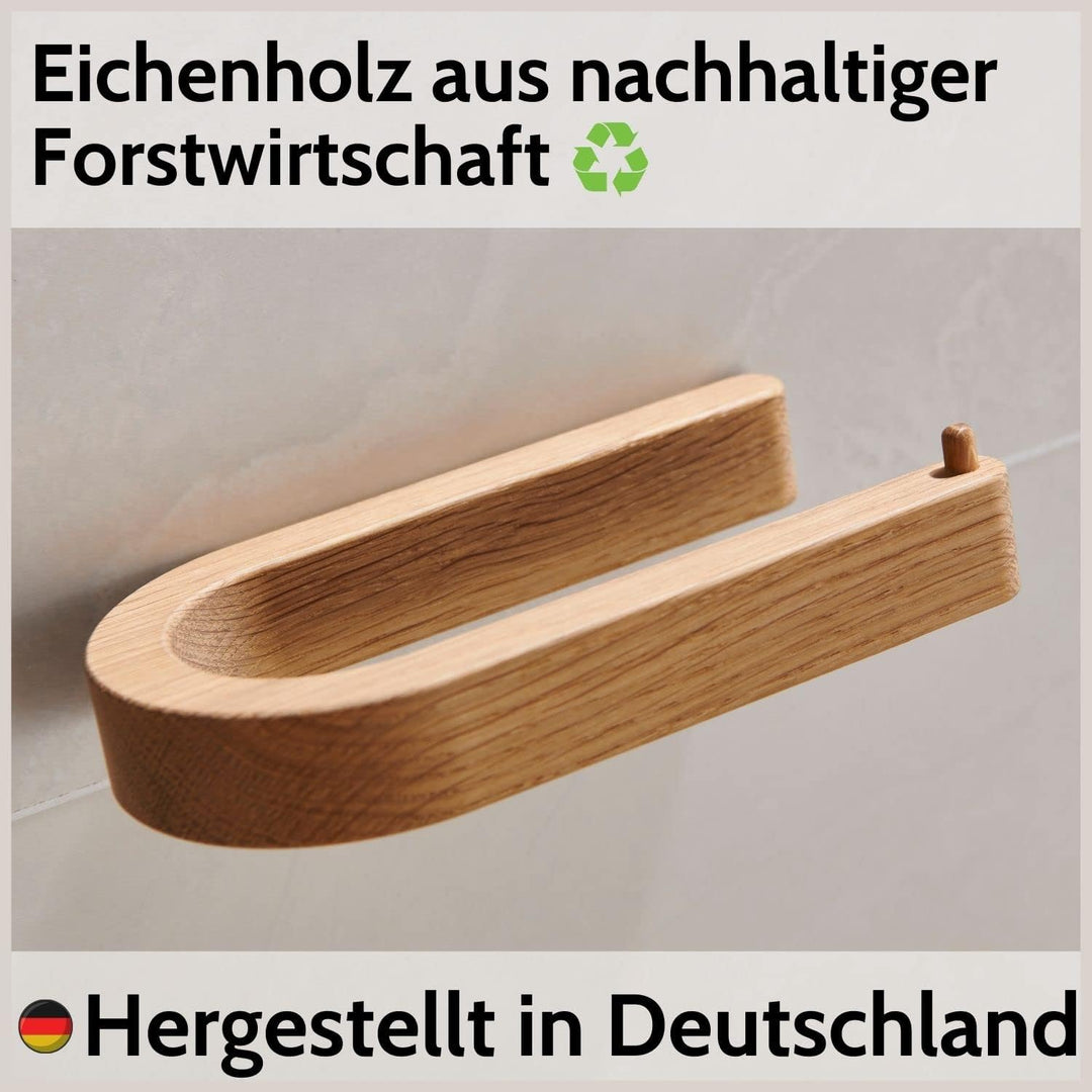 DEKAZIA® Holztoilettenpapierhalter | Klopapierhalter ohne Bohren | WC-Papierhalter | Klorollenhalter