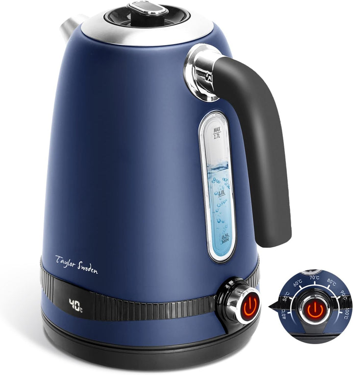 Taylor Swoden Sinbad-1.7L Wasserkocher Edelstahl mit Temperatureinstellung, Warmhaltefunktion, 2200