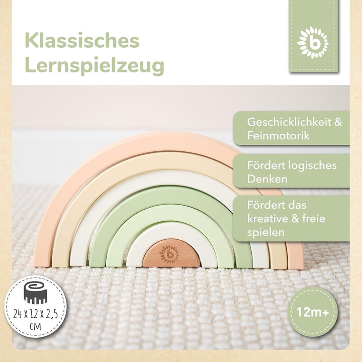 Bieco Regenbogen-Stapelturm aus Holz | Montessori Jousting Spiel für Baby und Kinder | Holzhase fein