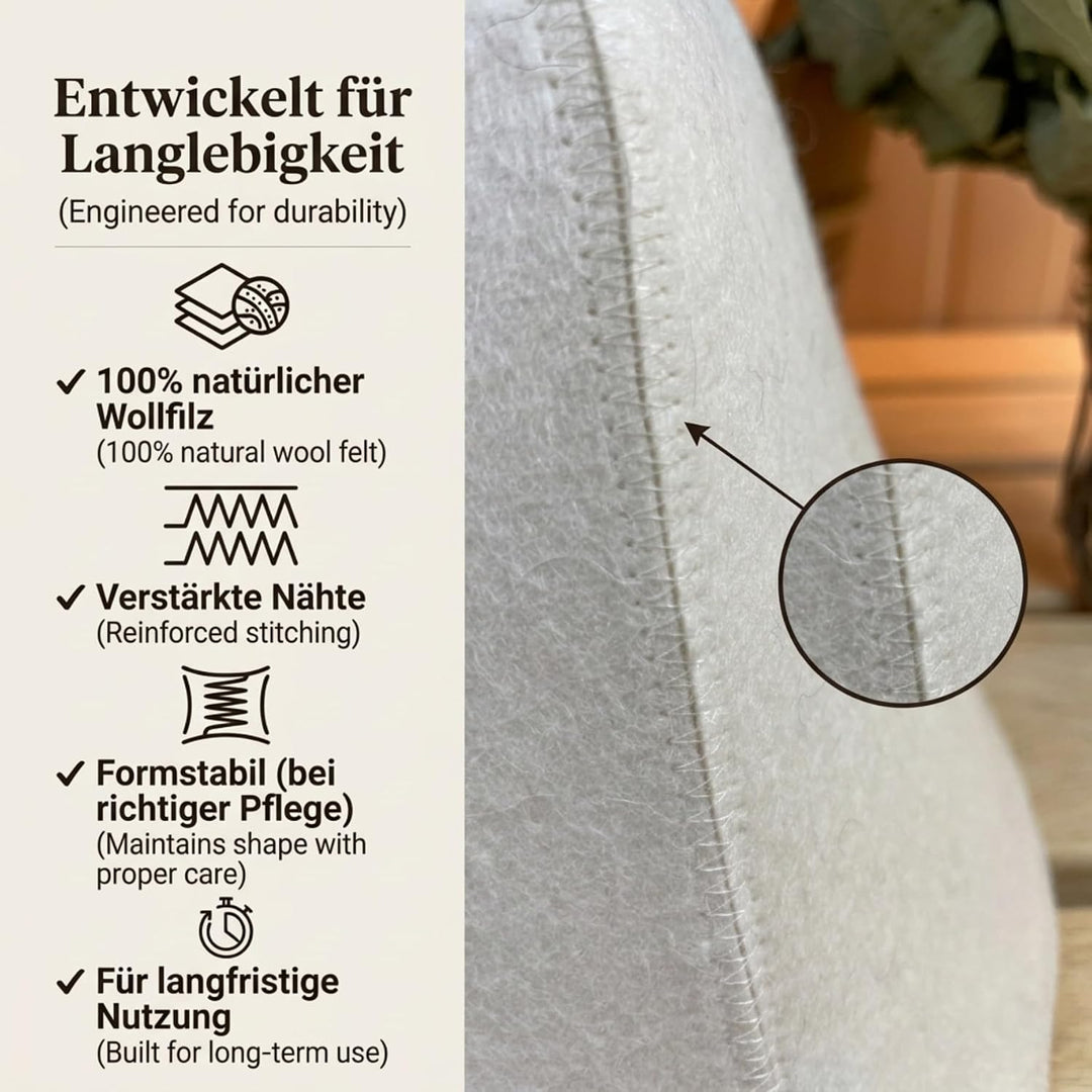 Ger3as Saunahut 100% Wollfilz mit Haken für Damen und Herren, Wellness Mütze Premium Qualität Filz S