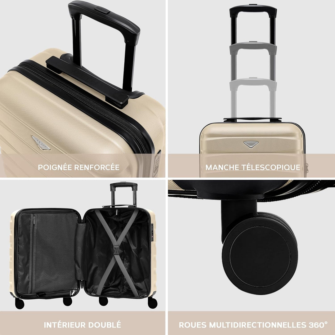 Flight Knight Leichte 4-Rad-ABS-Hartschalenkoffer Handgepack, zugelassen fur uber 60 Fluggesellschaf
