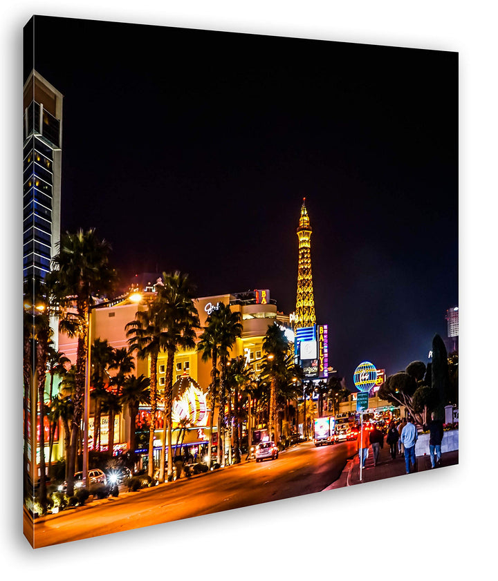 deyoli Innenstadt von Las Vegas bei Nacht Format: 70x70 als Leinwand, Motiv fertig gerahmt auf Echth