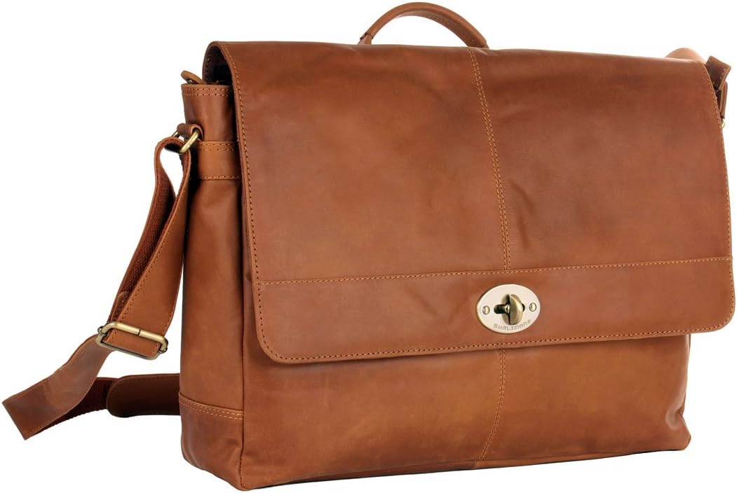 Shalimar Laptoptasche bis 17' aus gewachstem Leder, Farbe:Brandy(Tan), 41x30x11 cm