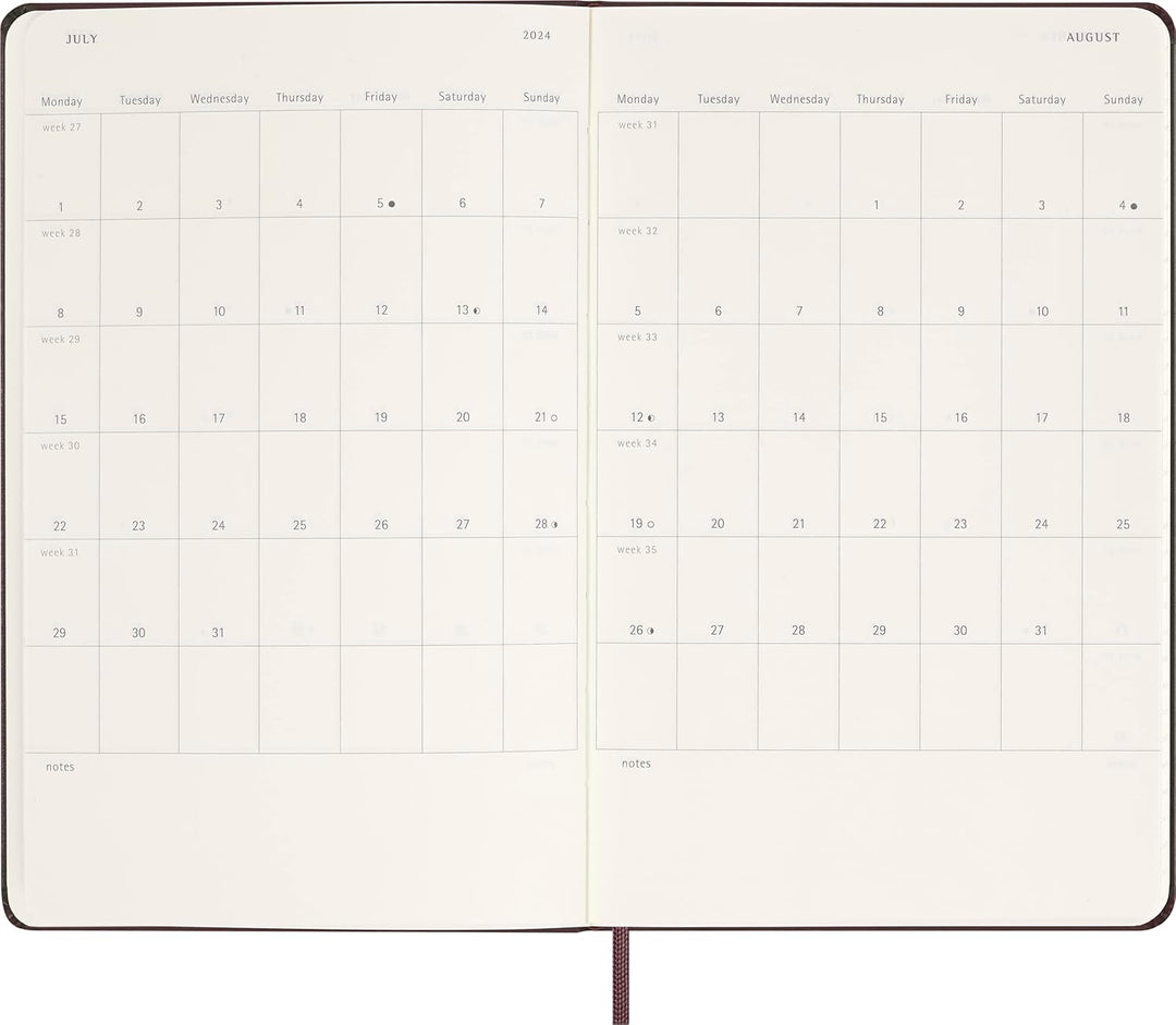 Moleskine Wochenplaner mit Platz für Notizen, 12 Monate 2024, Agenda 2024, Large 13x21, Hardcover mi