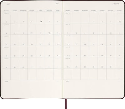 Moleskine Wochenplaner mit Platz für Notizen, 12 Monate 2024, Agenda 2024, Large 13x21, Hardcover mi