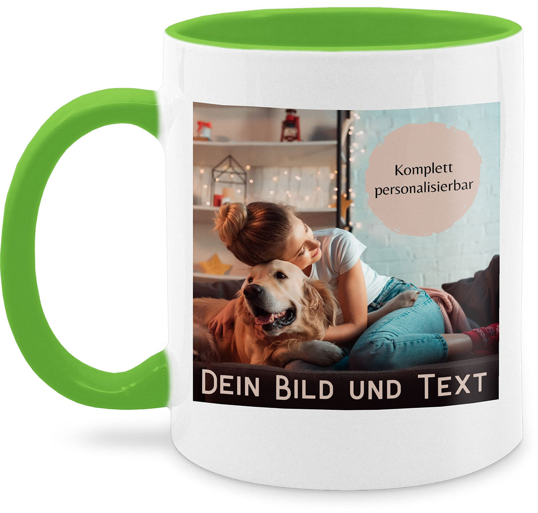 Tasse Tassen 325ml - eigenem - Foto Bild Geschenk I Dein Bild und Text - 325 ml - Hellgrün - fototas