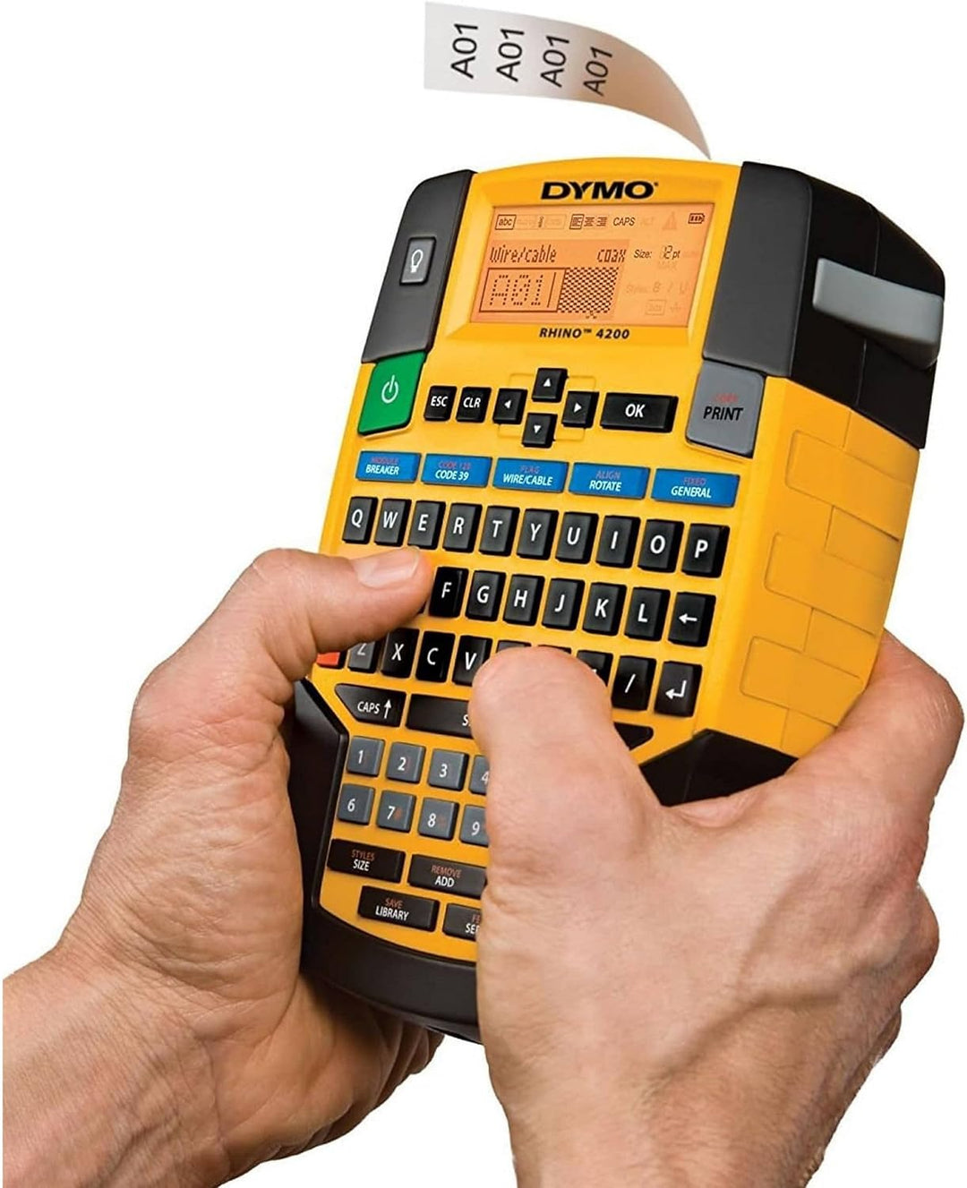 Dymo Rhino 4200 – Label Drucker (schwarz, gelb, 6–19 mm, QWERTY, Lithium-Ionen (Li-Ion), Geschenkbox