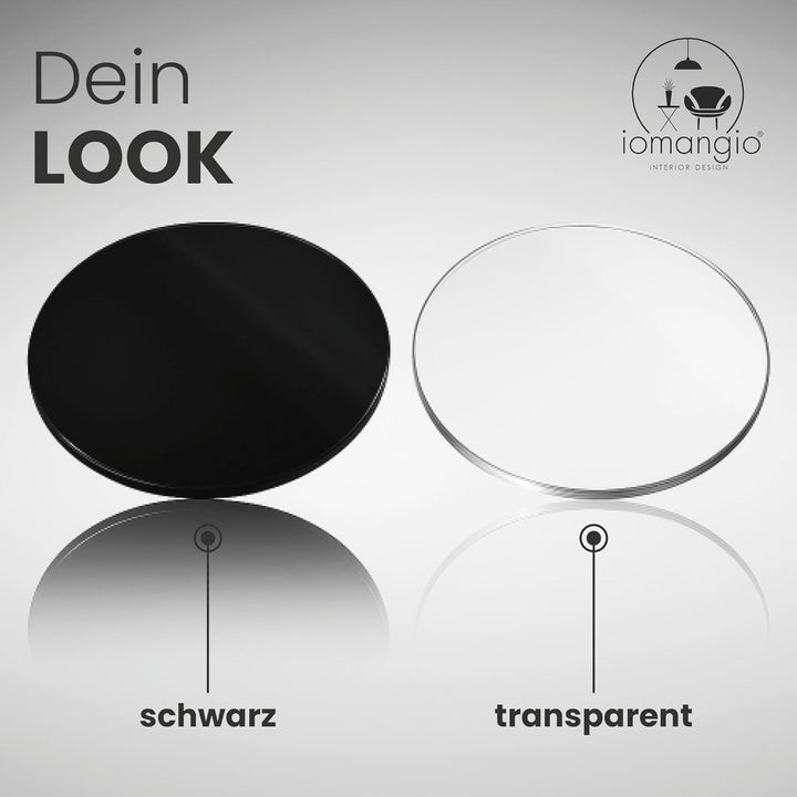 Glasplatte Rund Ø 40 cm | Schwarze Tischplatte aus gehärtetem ESG-Sicherheitsglas | 8 mm dick – Idea