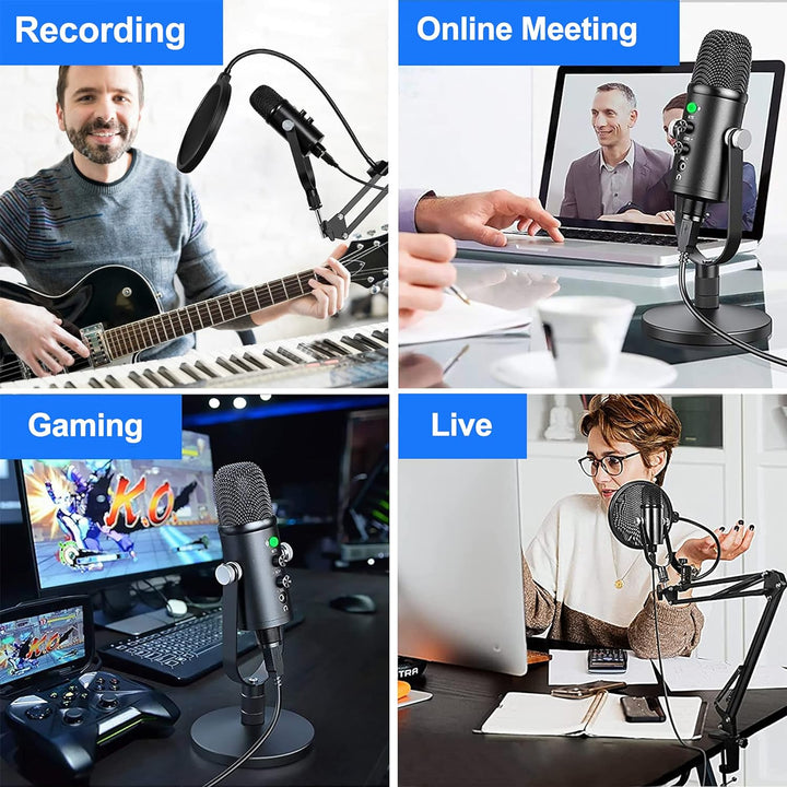Kalawen USB Mikrofon PC Kondensator Mikrofone Cardioid Podcast Mikrofon Kit mit Mikrofon Arm Mikrofo
