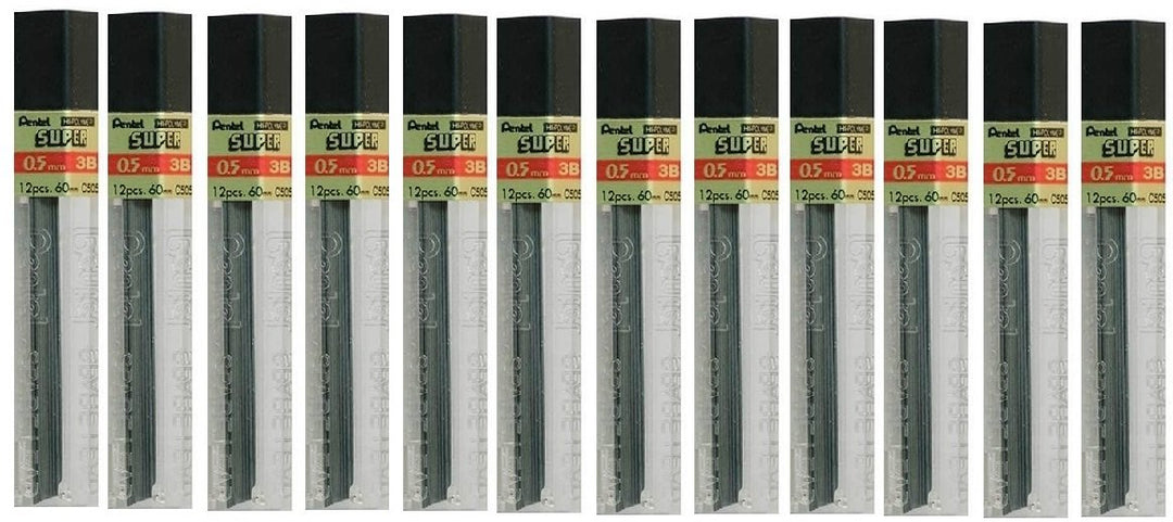 Pentel Ersatzminen, 0,5 mm (Packung mit 12 Röhren, 12 Minen pro Röhre) 3B 0.5mm Refill Leads 3B, 3B