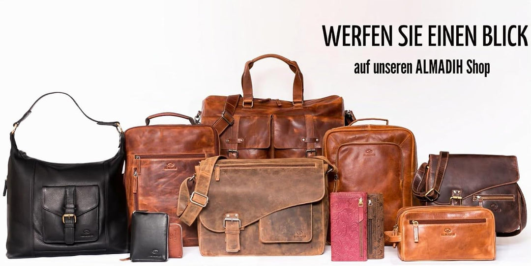 ALMADIH Leder A5 Schreibmappe Schreibblock Premium Rindsleder Braun Deluxe Ledermappe Mappe Dokument