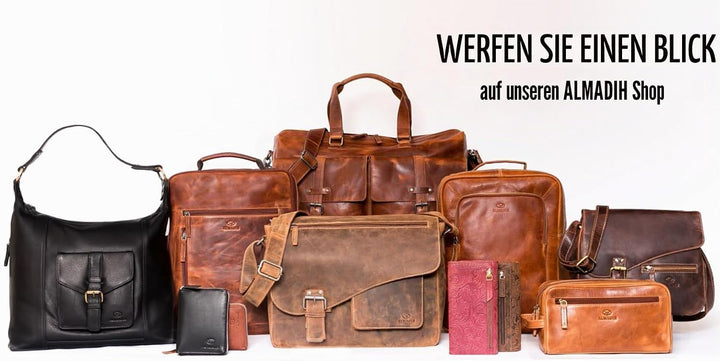 ALMADIH Leder A5 Schreibmappe Schreibblock Premium Rindsleder Braun Deluxe Ledermappe Mappe Dokument