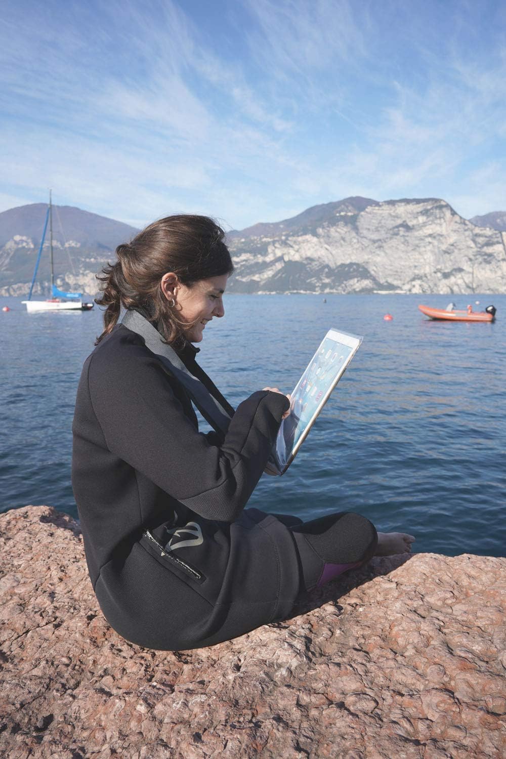 AQUAPAC wasserdichte iPad/Tablet-Tasche, transparent/grau, Gross, 668