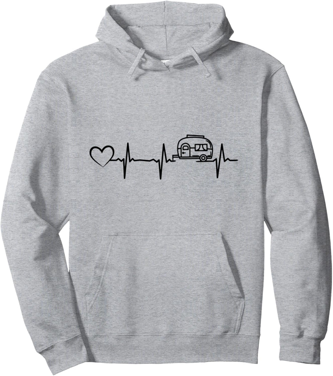 Camping Herzschlag Herz Wohnwagen Heartbeat Camper Wohnmobil Pullover Hoodie