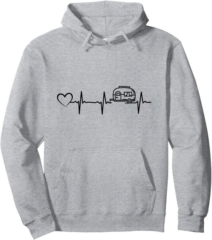 Camping Herzschlag Herz Wohnwagen Heartbeat Camper Wohnmobil Pullover Hoodie