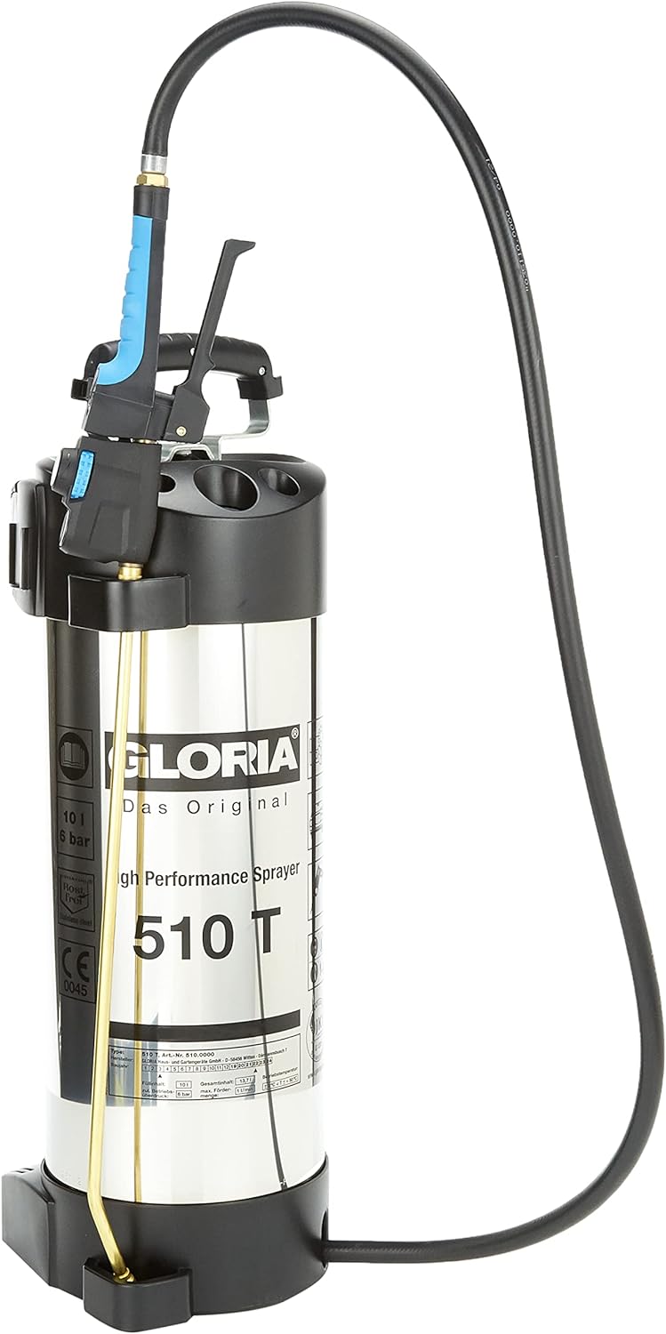 GLORIA Hochleistungssprühgerät 510 T | Gartenspritze | 10 L Füllinhalt | Drucksprüher aus rostfreiem