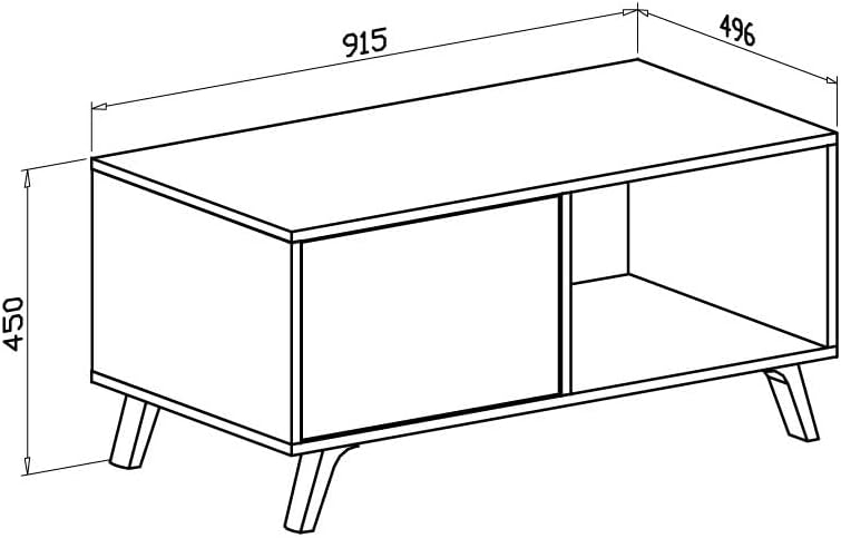 Skraut Home – Couchtisch – 45 x 92 x 50 cm – niedriger Tisch ideal für Wohn- oder Esszimmer – Windmo