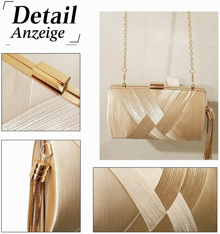 CORIOS Damen Clutch Tasche Abendtasche Fransen Kettentasche Tasche Luxurious Klein Umhängetasche Ele