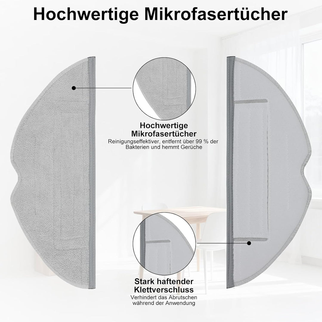 19 Stück Zubehör für Roborock S8/ S8+/ S8 Pro Ultra Saugroboter mit 2 Hauptbürste, 6 Wischtücher, 6