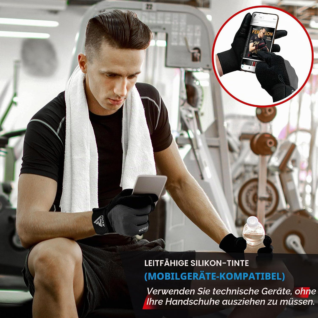RDX Fitness Handschuhe Vollfinger Damen Herren, Gewichtheben Touchscreen Trainingshandschuhe, Bodybu