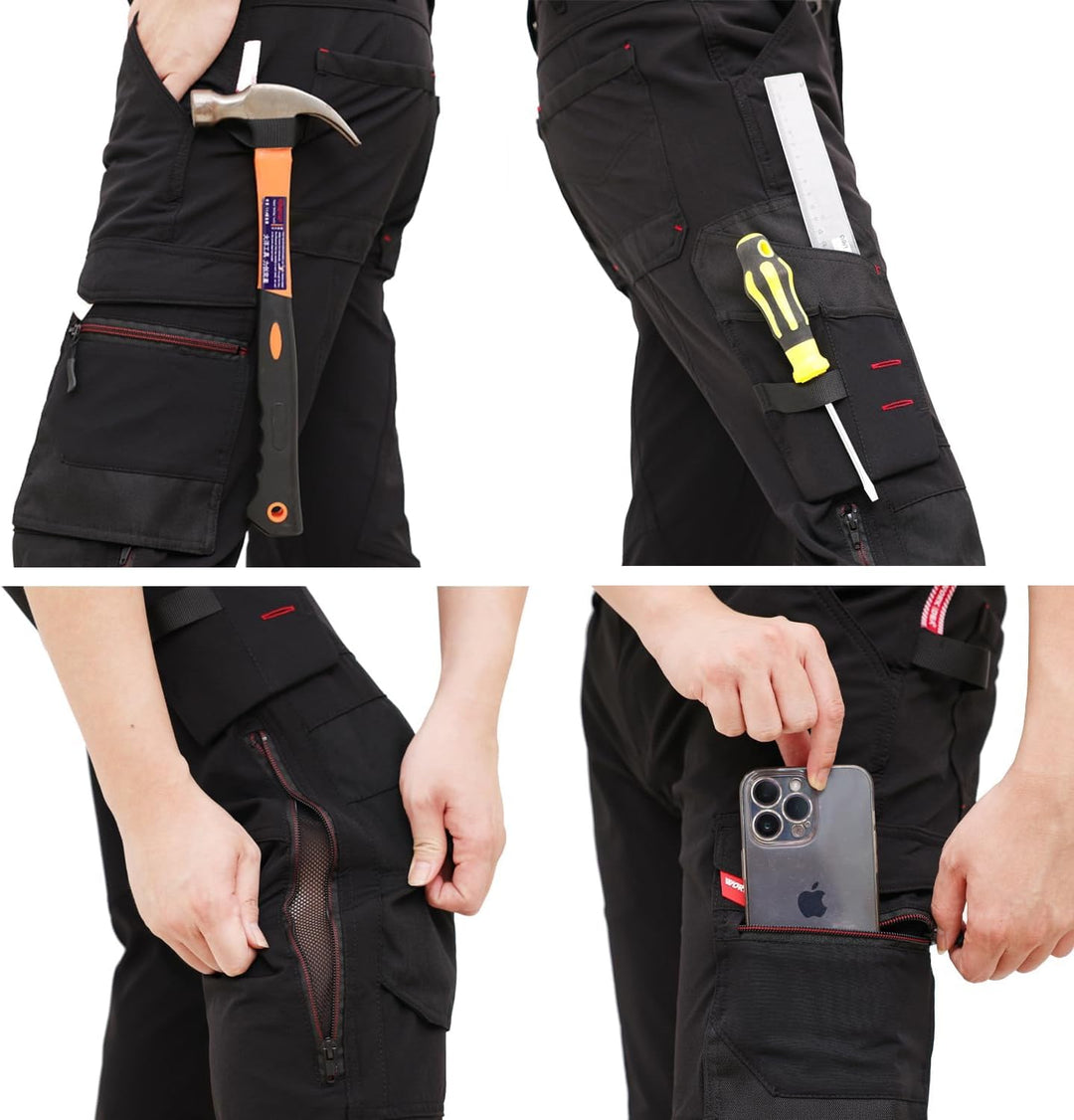 WORK IDEA Herren Slim-Fit Stretch Arbeitshose: Kritische Stoffbereiche aus Cordura – strapazierfähig