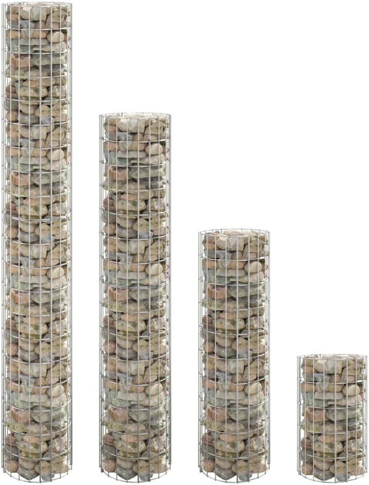 WIFESE 30x200 cm 4 Stück Gabionen Hochbeet Rund Gabionenkorb Gabionenwand Gabionen Zaun Steinkorb Ga