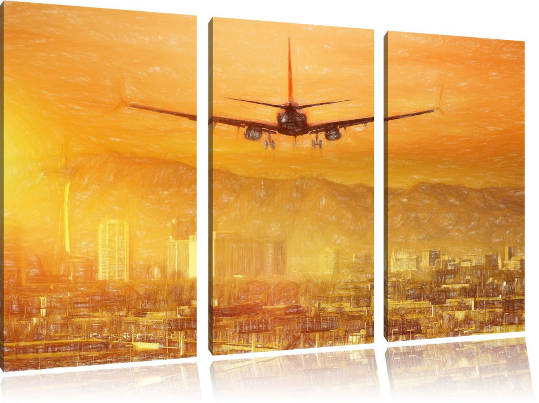 Pixxprint Urlaubsreise nach Las Vegas als Leinwandbild/Grösse: 3 Teilig (120x80 cm) cm/Wandbild/Kuns