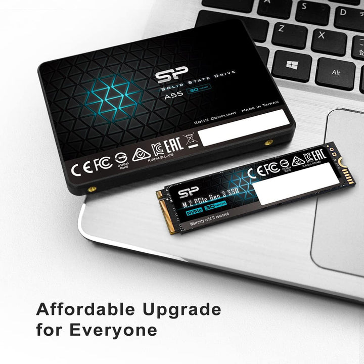 Silicon Power SP002TBSS3A55S25 SSD, 3D, NAND A55 SLC Cache, Performance Boost SATA III, 7 mm (0,28 Z