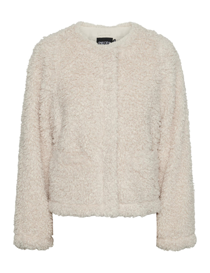 PIECES Damen Pcnoisella Short Teddy Jacket Kurzjacke, Birch