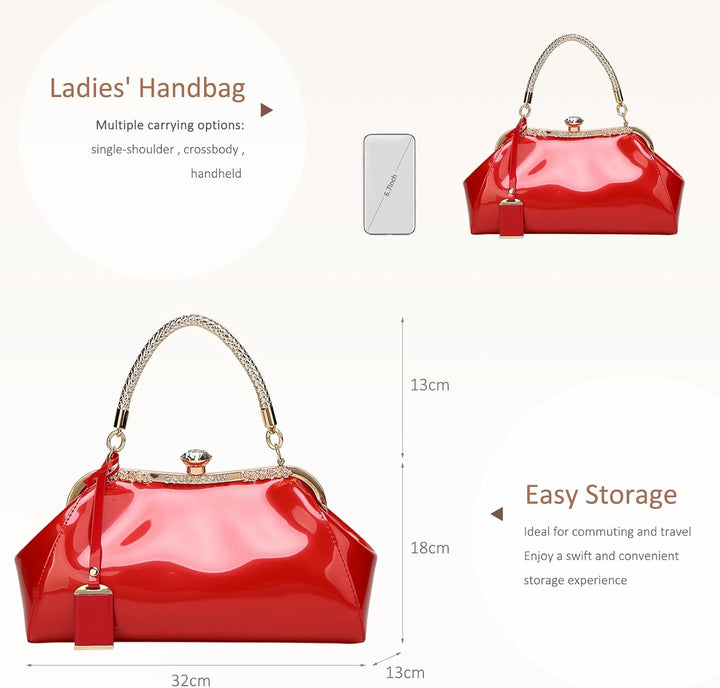 NICOLE &amp; DORIS Handtaschen für Damen Lackleder Handtaschen Abendtasche für Party Hochzeit schulterta