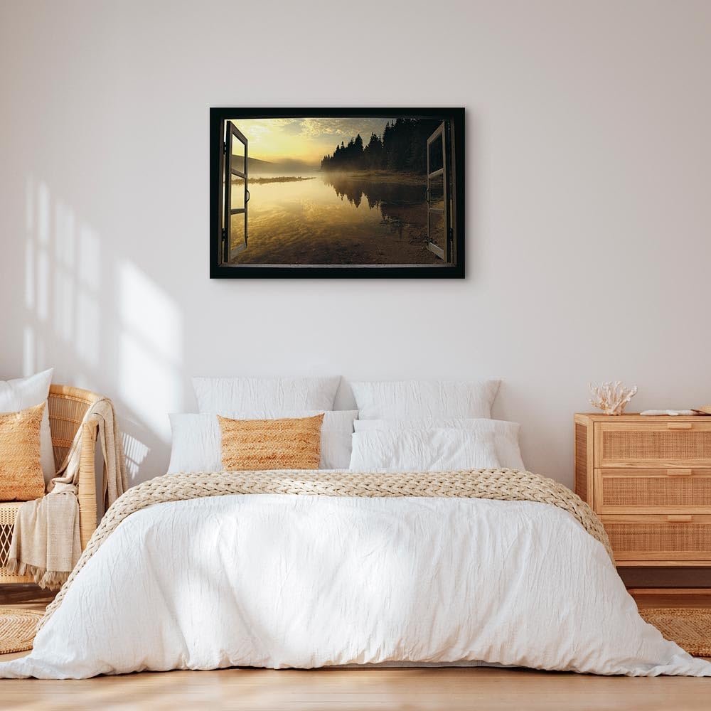 murando - Bilder Fensterblick 90x60 cm Vlies Leinwandbild 1 tlg Kunstdruck modern Wandbilder XXL Wan