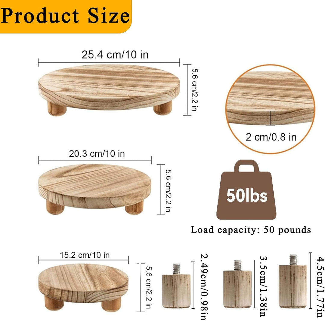 3 Stück Holz Blumenhocker Rund, Rund Holz-Topfpflanzenständer, Mini-Holzhocker-Präsentationsständer,