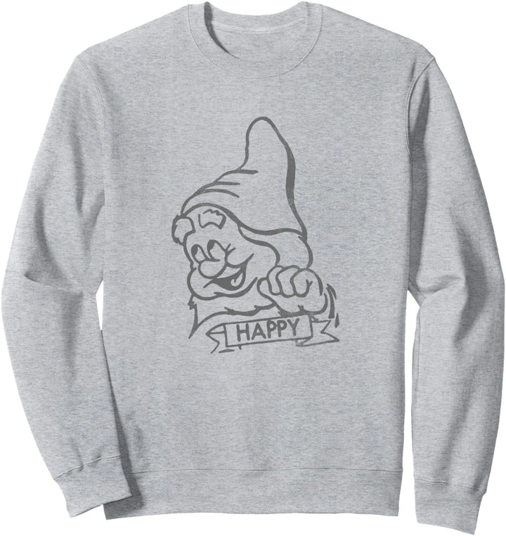 Disney Snow White Happy Line Art Big Face Sweatshirt