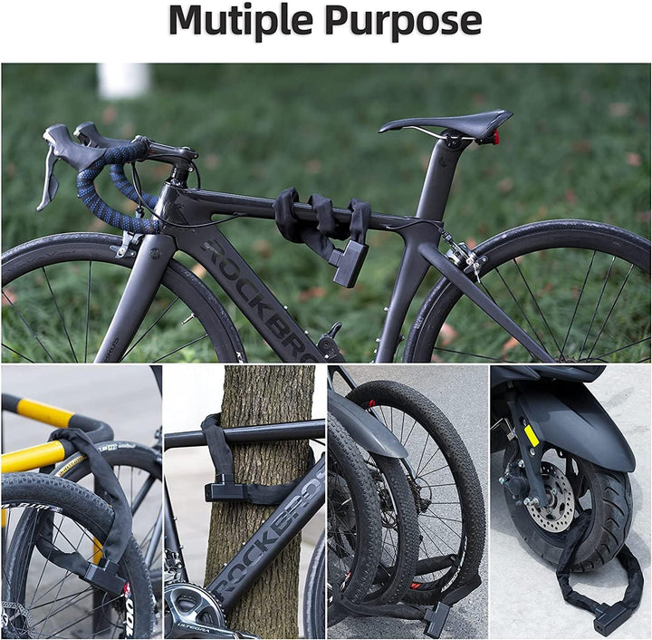 ROCKBROS Fahrradschloss 97cm/42.68mm Fahrrad Kettenschloss Hohe Sicherheitsstufe mit 2 Schlüssel, Wa