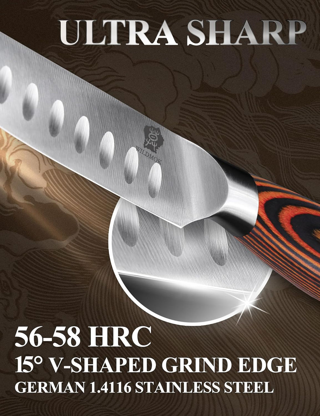 WILDMOK 4-teilig Steakmesserset 12,8cm Klinge aus Deutschem Stahl, Ergonomischer Griff Steakhouse Me