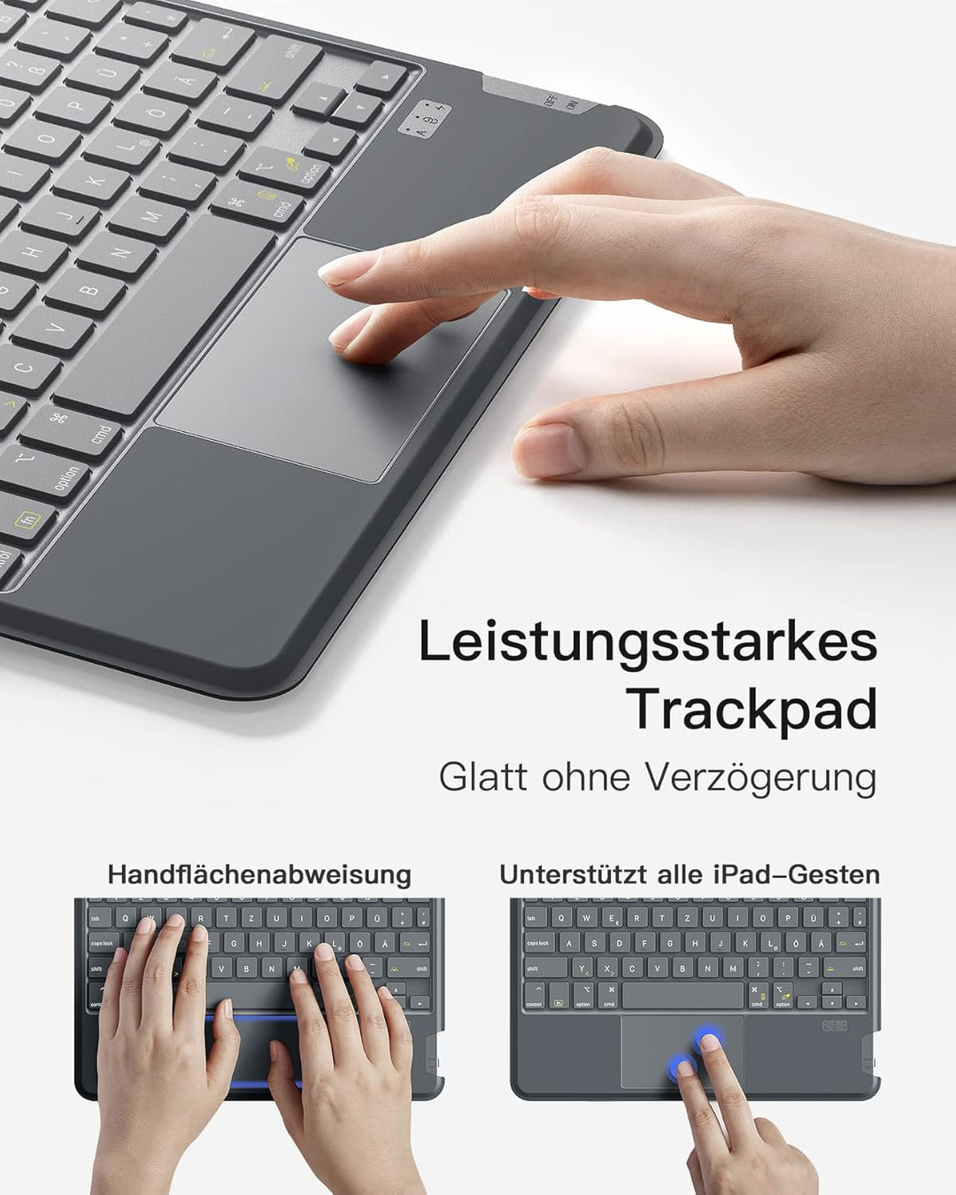 Inateck Hülle mit Tastatur für iPad Pro 11 2024,Ace-Touch Tastatur mit Touchpad für iPad Pro 11 Zoll