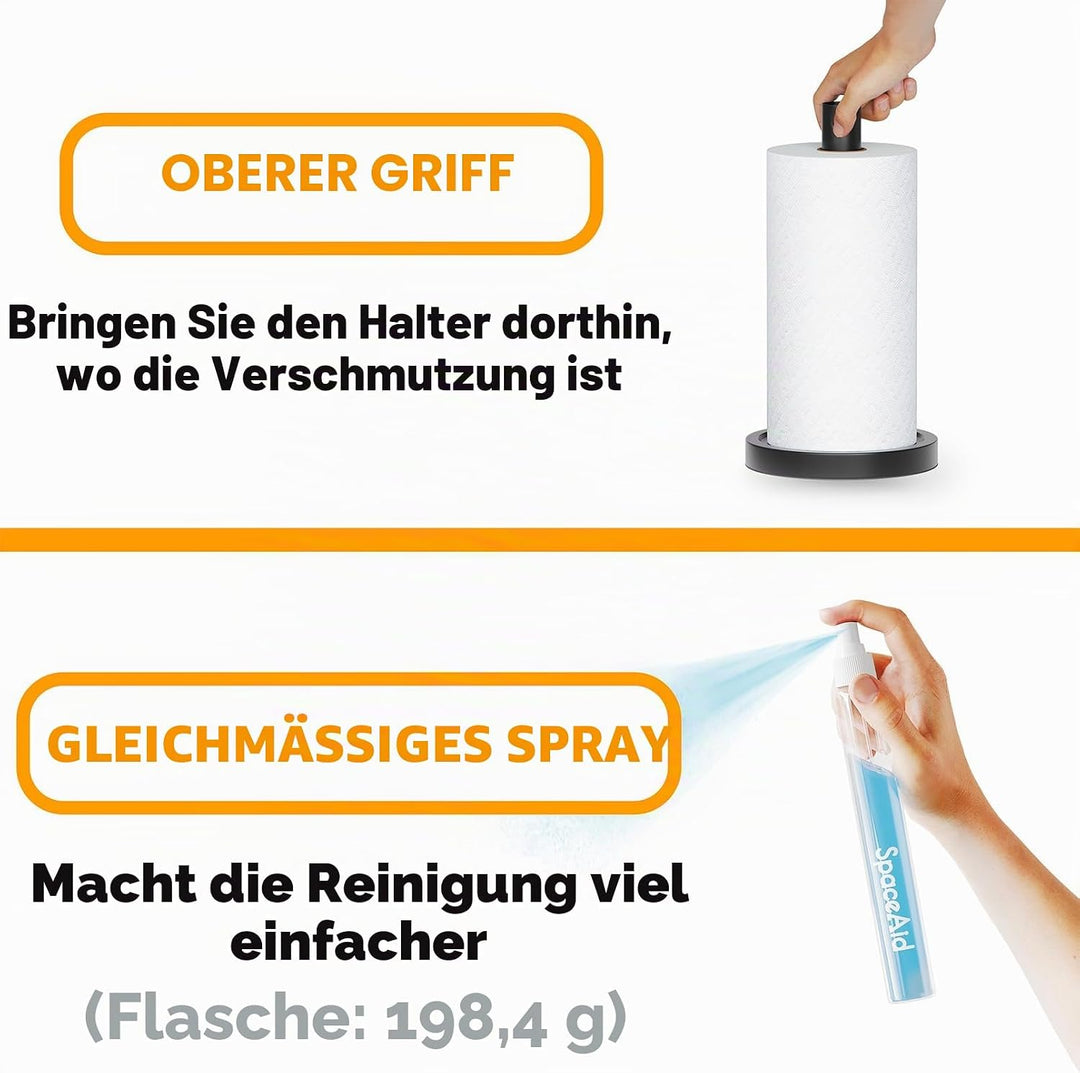 SpaceAid 2-in-1-Papierhandtuchhalter mit Sprühflasche, Arbeitsplatten-Papierhandtuchhalter Ständer m