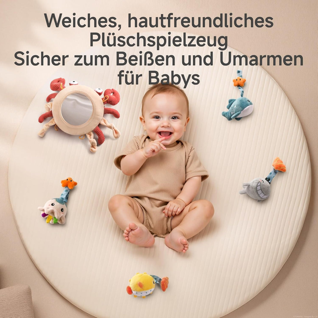 TUMAMA Baby Kinderwagen Spielzeug ab 0 2 3 4 6 8 9 12 Monate, Krabbe Spielbogen Anhänger Greifspielz