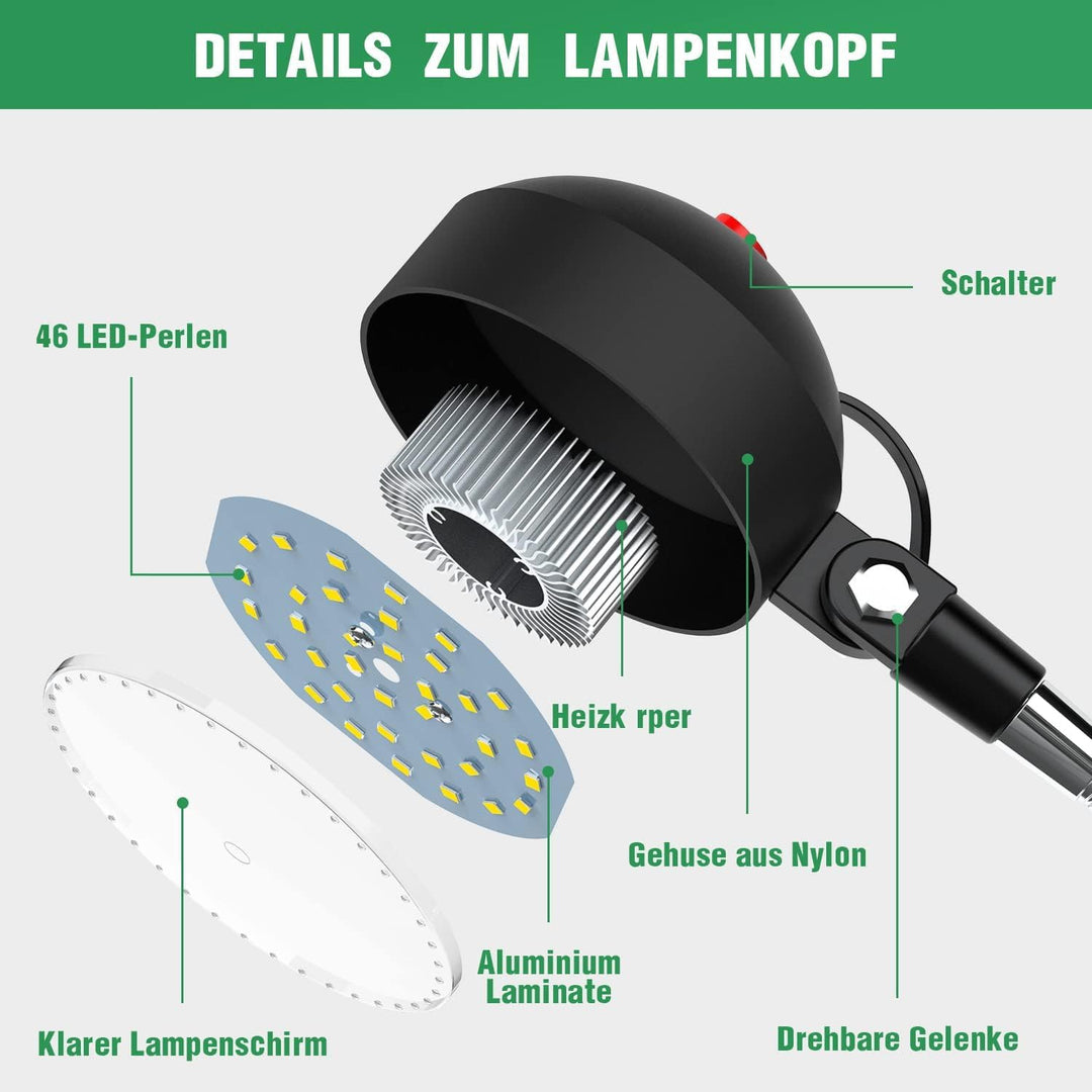 YouTeMei Klemme Arbeitsleuchte 12W Led Maschinenleuchte für Drehmaschine/Cnc/Fräsen/Bohrmaschine/Näh