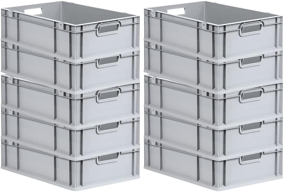 PROREGAL SuperSparSet 10x Eurobox NextGen Grip | HxBxT 17x40x60cm | 34 Liter | Griffe offen | Glatte