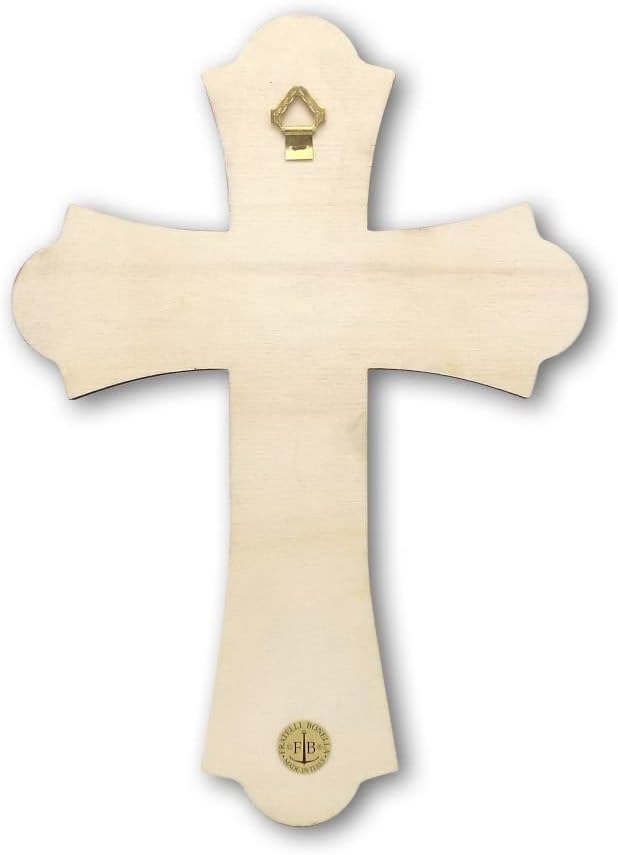 Fratelli Bonella | Vintage-Kreuz aus Religiösen Holz der Madonna mit Kind 28 x 40 cm | Made in Italy