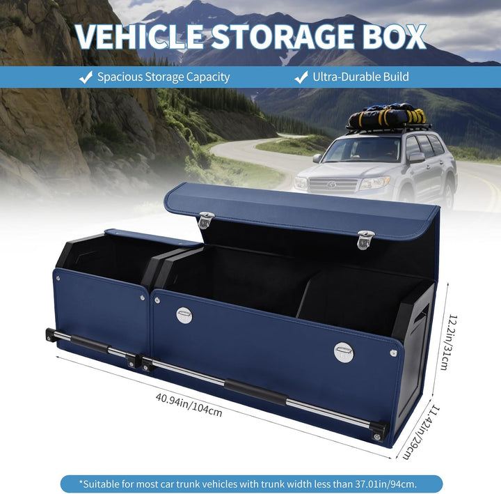Auto Kofferraum Organizer, 2 in 1 Langlebig Leder Aufbewahrungsbox mit Deckel und stabilem Griff, Gr