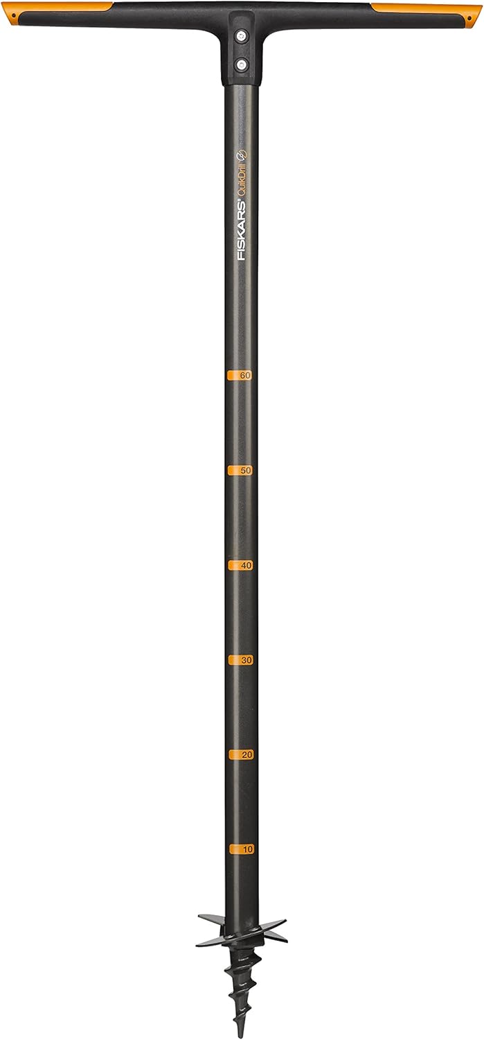 Fiskars Handerdbohrer, Für Löcher bis Ø 100 mm, Schwarz/Orange, QuikDrill, S, 1000636 Handerdbohrer