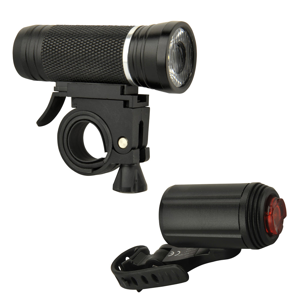 FISCHER Unisex Led Leuchtenset 30/15 Lux Alu Led Leuchtenset, schwarz, Einheitsgrösse, 85348
