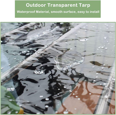 Wasserdichtes Transparent Plane mit Ösen, Klare PVC Wetterfeste Abdeckplane, Reissfeste Vorhang für